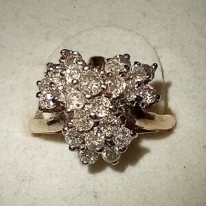 10Kt Yellow Gold Full-Carat Champagne Diamond “3-Petal” Cluster Ring